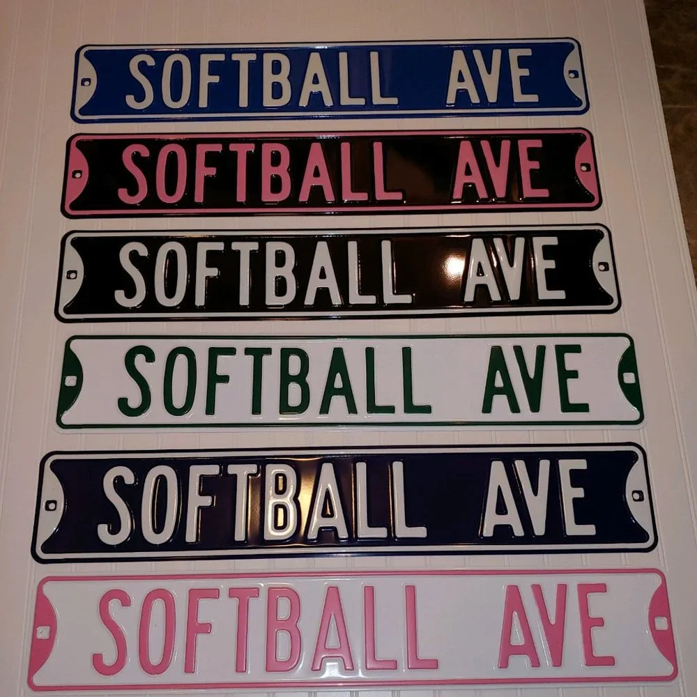 Softball Ave Metal Street Sign Royal & White NEW!